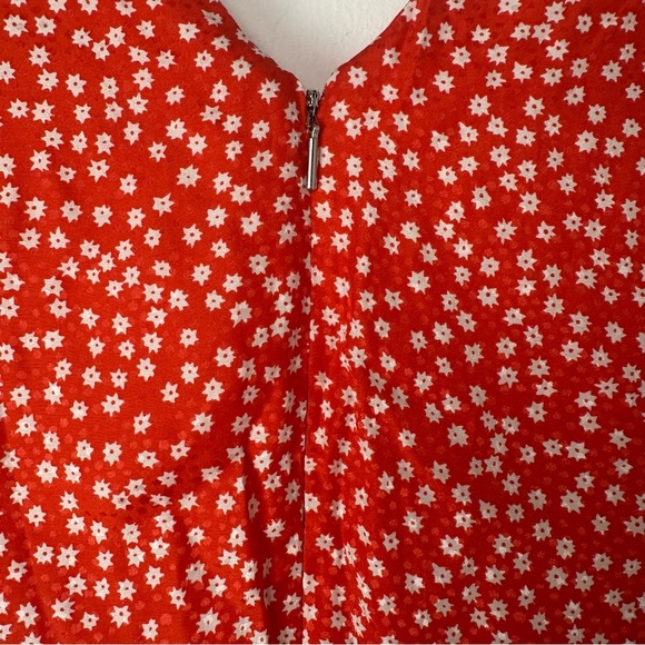 Rebecca Taylor Top Size Medium Red Silk Ditzy Floral Casual Office Career V-Neck - Picture 7 of 9
